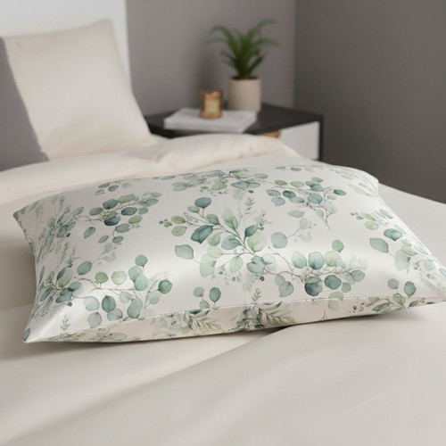 روبالشی ساتن طرح گل پولکی سبز